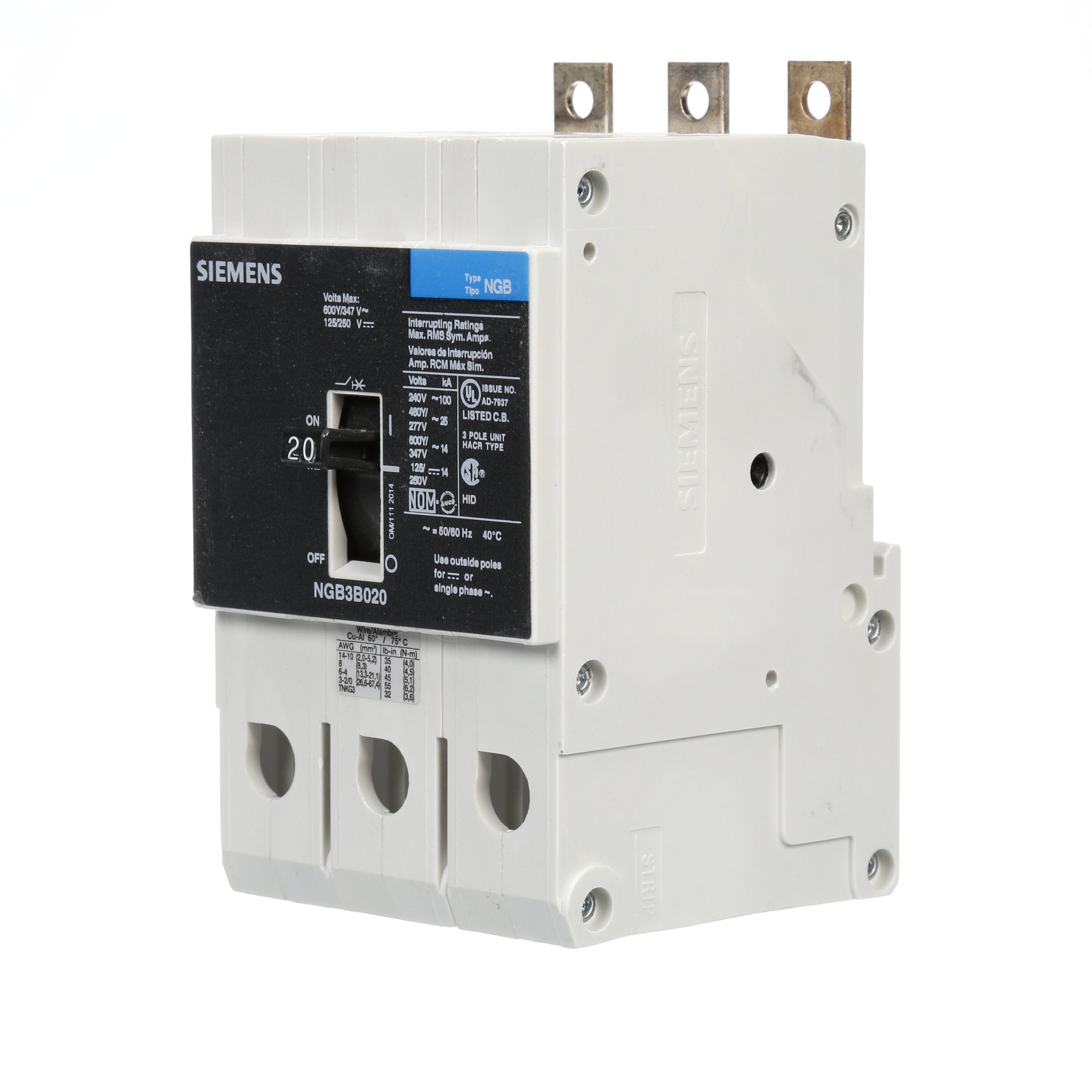 SIEMENS NGB3B020 20 AMP CIRCUIT BREAKER 