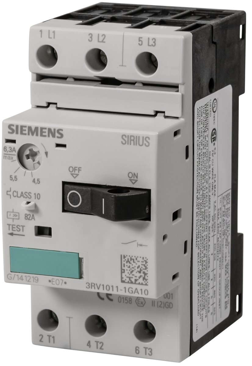 SIEMENS 3RV1011-1GA10 4.5-6.3 AMP CIRCUIT BREAKER 