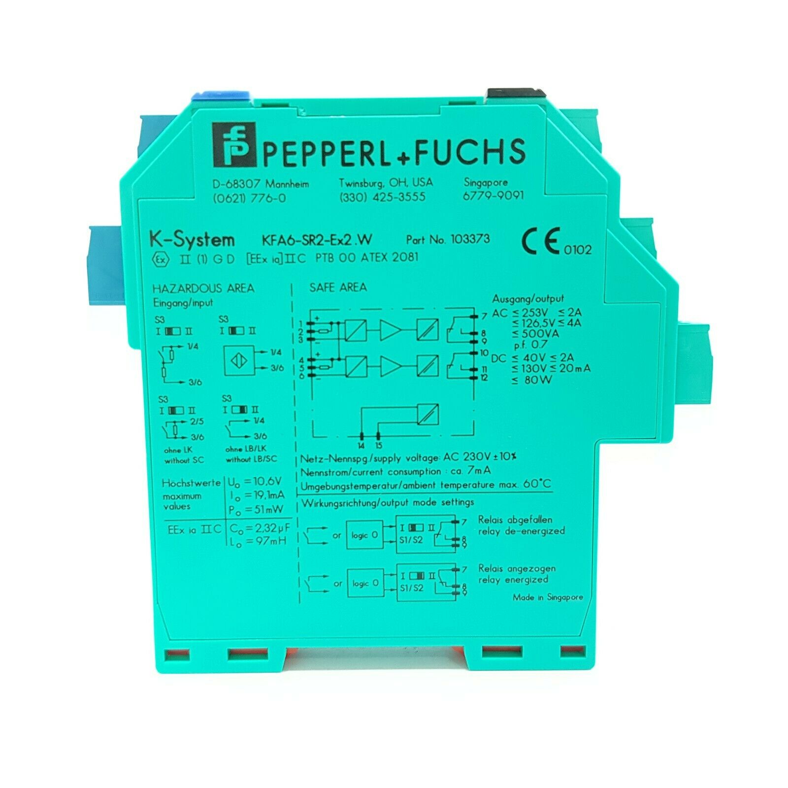PEPPERL+FUCHS 103373 KFA6-SR2-Ex2.W