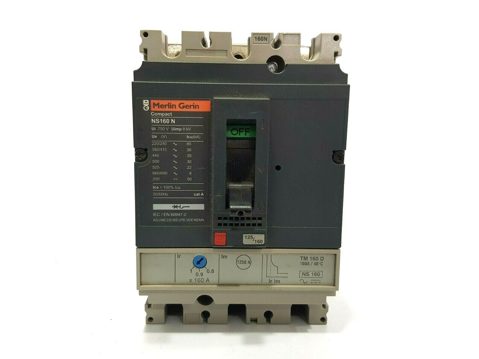 MERLIN GERIN NS160N COMPACT CIRCUIT BREAKER 750 V 8 KV 50/60Hz NS-160-N