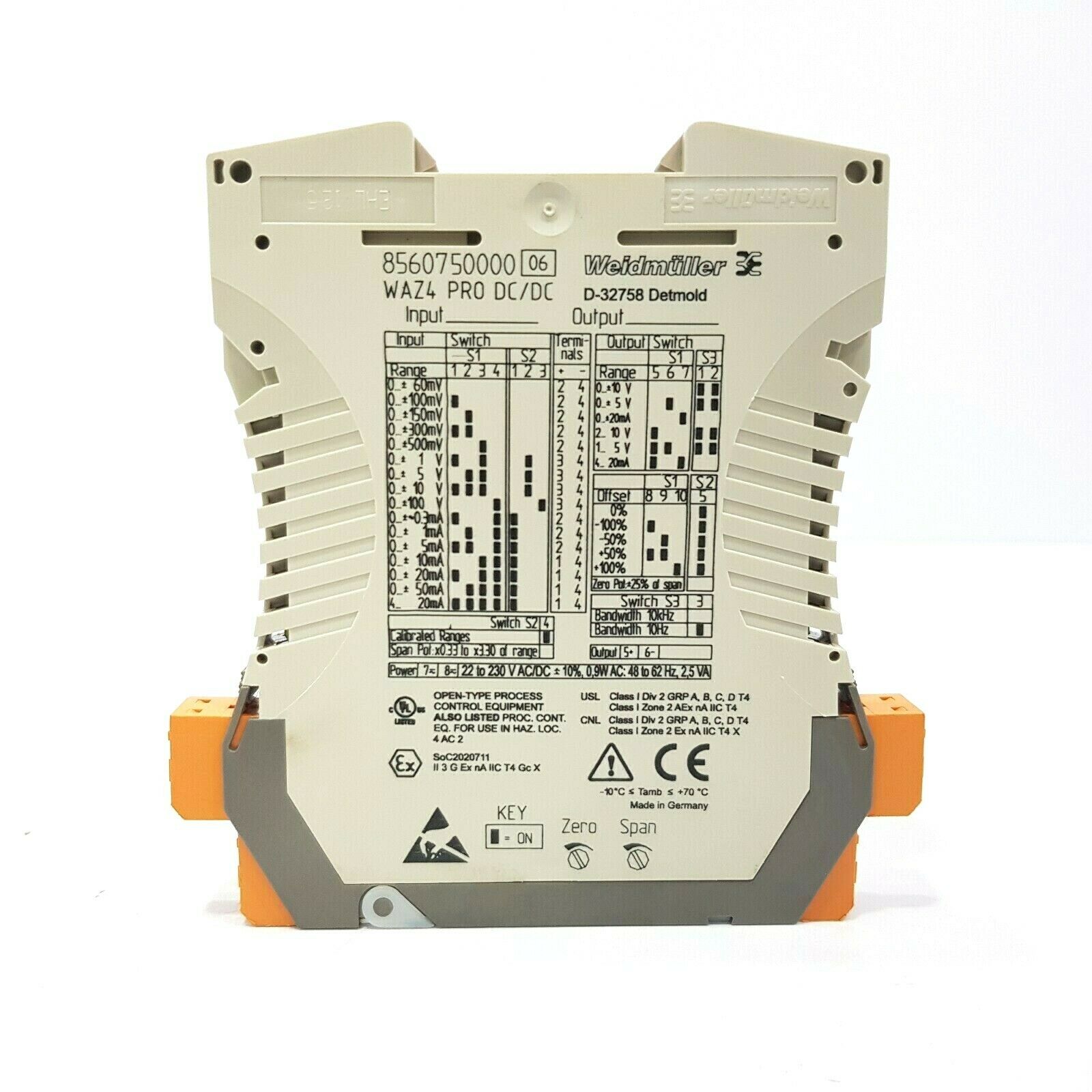 WEIDMULLER 8560750000 WAZ4 PRO DC/DC D-32758 DETMOLD