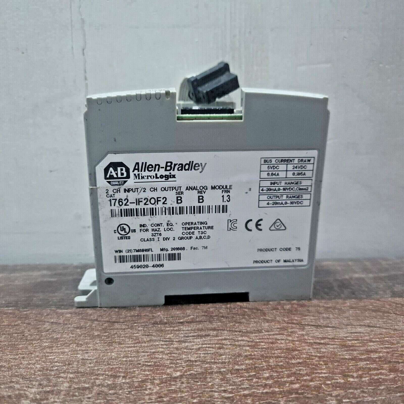 ALLEN BRADLEY 1762-IF2OF2 SER.B MICROLOGIX ANALOG I/O MODULE