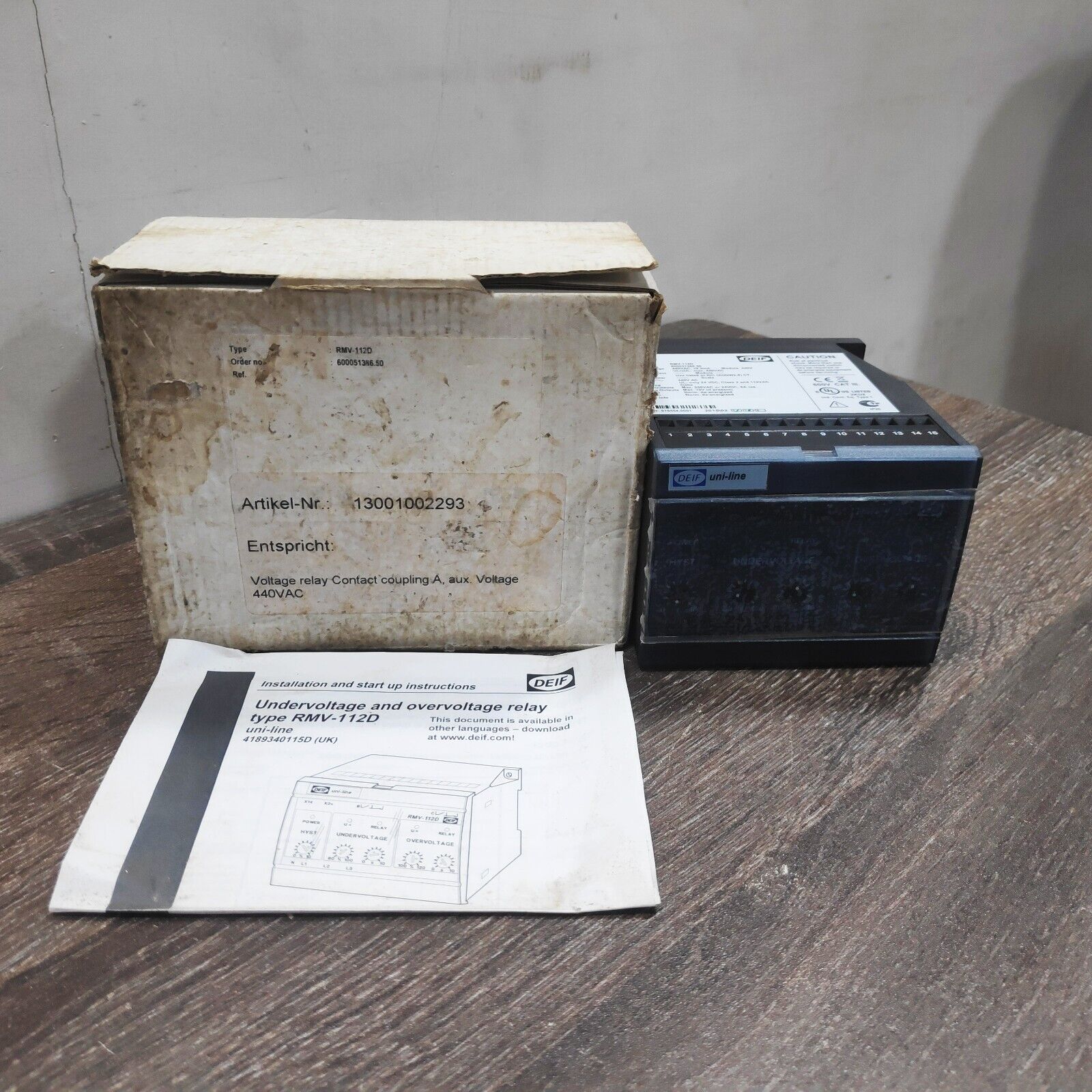 DEIF RMV-112D DELTA-440VAC-ND+ND-440VAC PROTECTIVE VOLTAGE RELAY COUPLING: DELTA MEASURING VOLTAGE 440/254V MODULE: 440V SUPPLY: 440 VAC RELAY B: NOR. DEENERGIZED RELAY C: NORM. DEENERGIZED