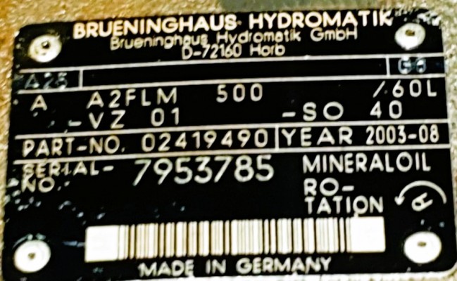BRUENINGHAUS HYDROMATIK A A2FLM500/60LVZ01-SO40 PISTON PUMP