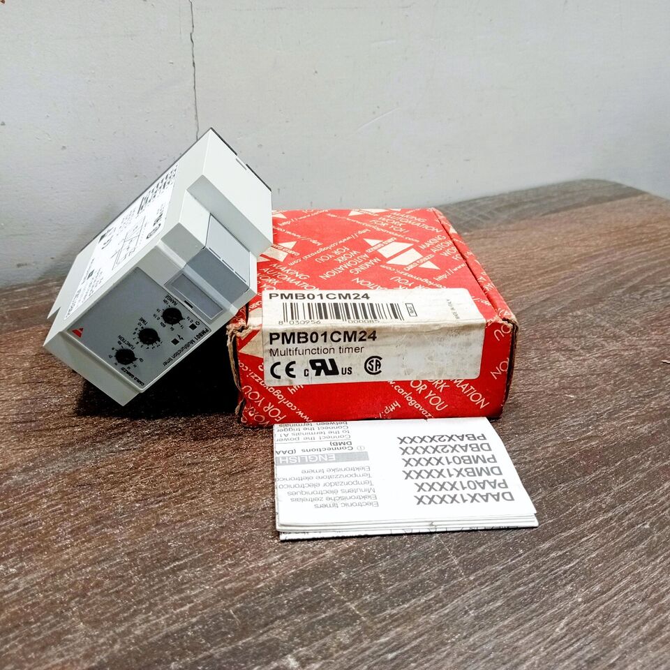 CARLO GAVAZZI PMB01CM24 TIME DELAY RELAY DELAY TIME RANGE 0.1S TO 100H TIMING ADJUSTMENT KNOB 240VAC/DC CONTACT SPDT
