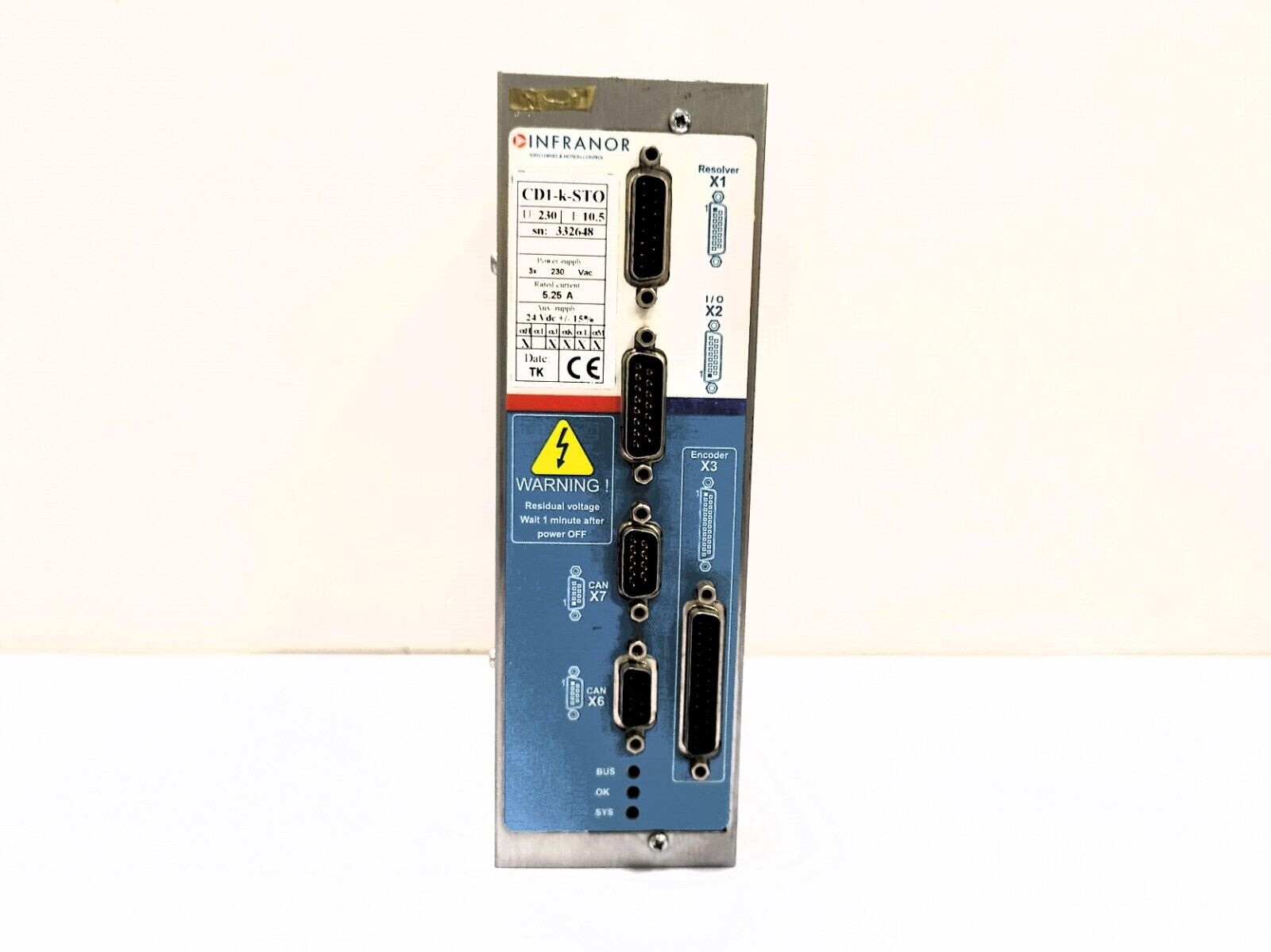 INFRANOR CD1-K-STO U:230 1:10.5 STO SERVO MOTOR DRIVE CONTROLLER