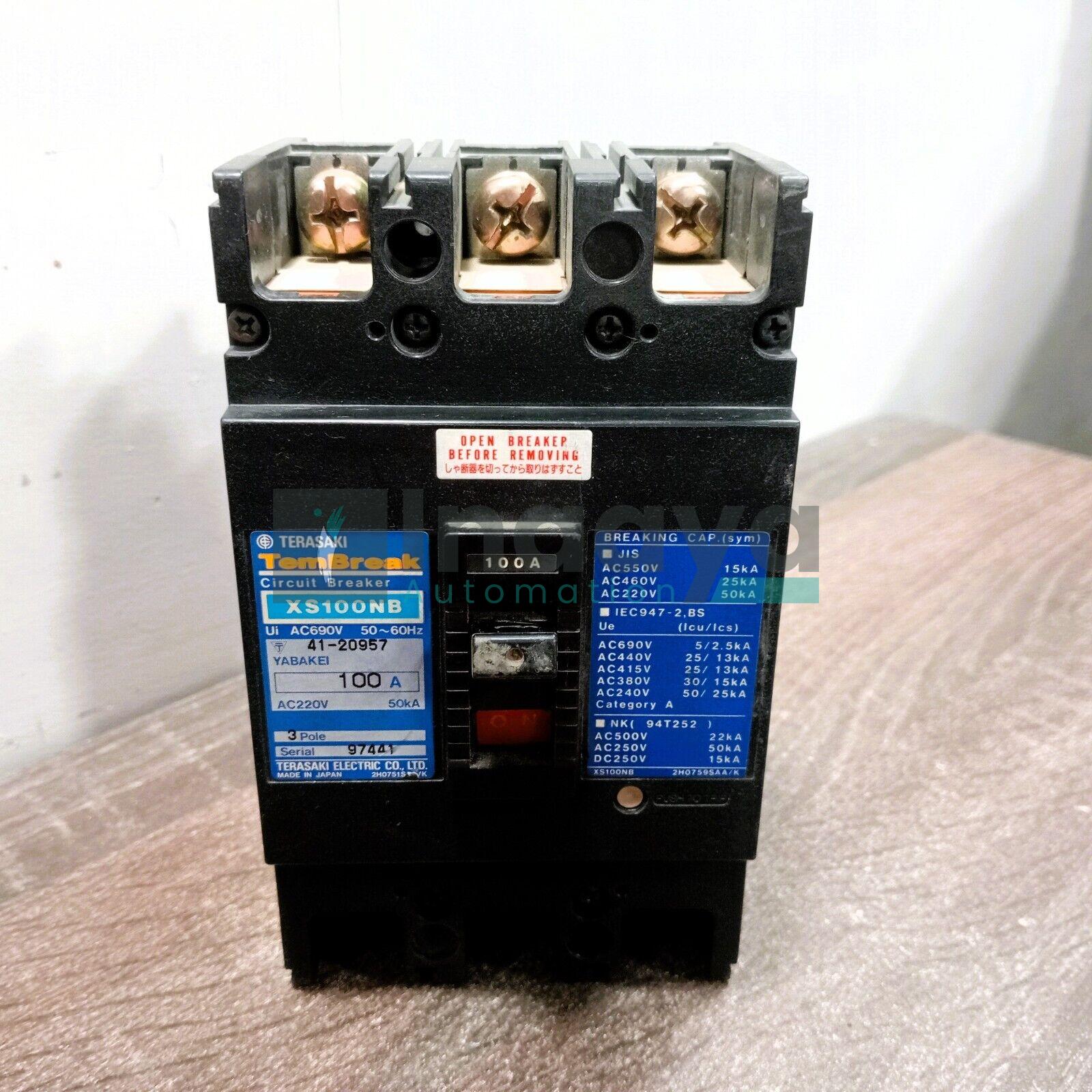 TERASAKI XS100NB TEMBREAK CIRCUIT BREAKER 100AMP 3POLE 50/60HZ