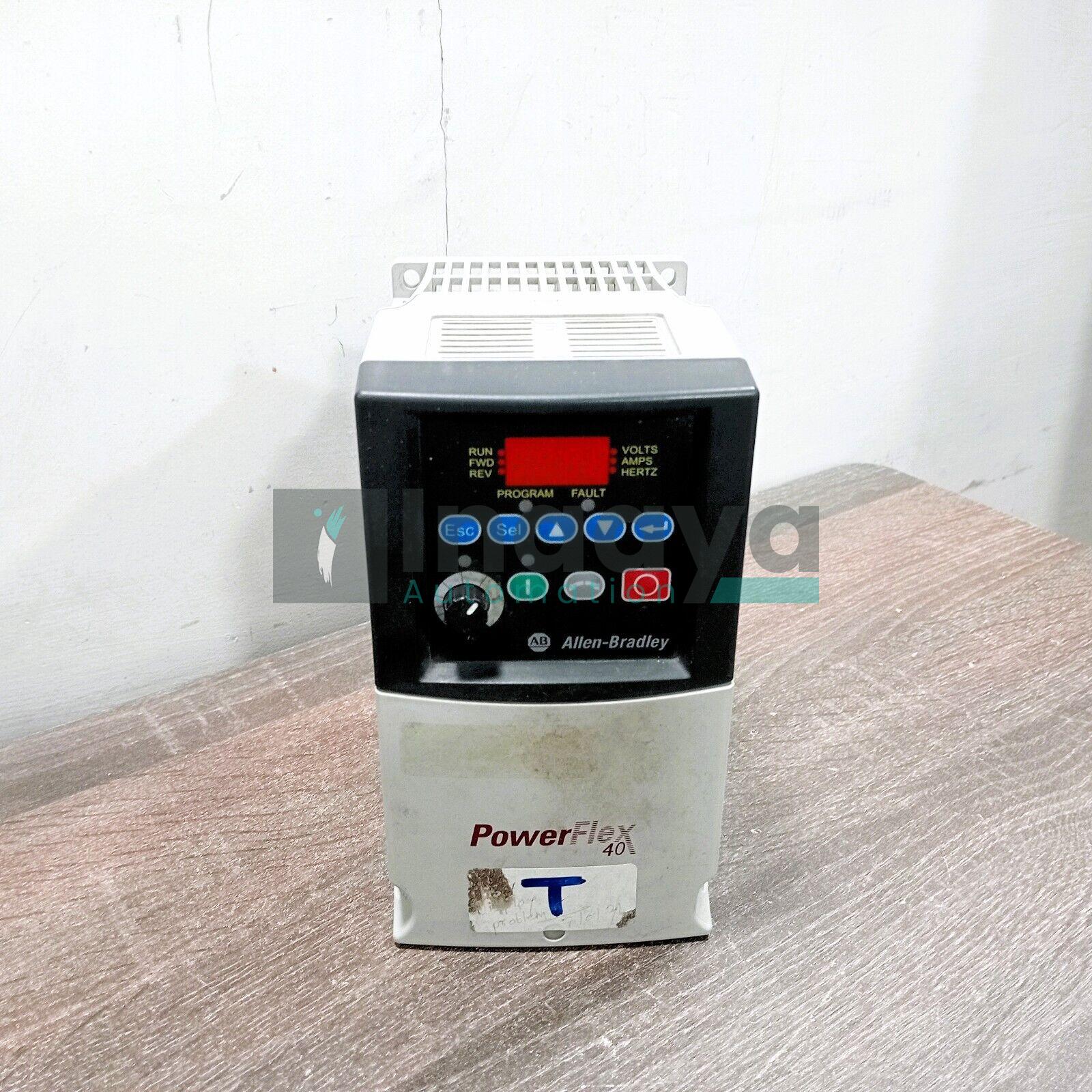 ALLEN BRADLEY 22B-D6P0N104 ADJUSTABLE FREQUENCY POWERFLEX 40 480 VAC 3 PHASE 6 AMP 2.2 KW 3 HP PANEL MOUNT - IP 20 NEMA TYPE OPEN FIXED KEYPAD NOT FILTERED STANDARD BRAKE