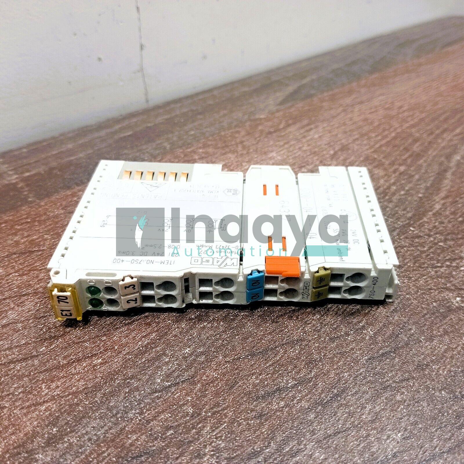 WAGO 750-400 DIGITAL INPUT MODULE 2-CHANNELS 2-DIGITAL INPUTS 24VDC SUPPLY VOLTAGE HIGH-SIDE SWITCHING 4.5-MA INPUT CURRENT PER CHANNEL 2-BITS DIN-35 RAIL MOUNTING