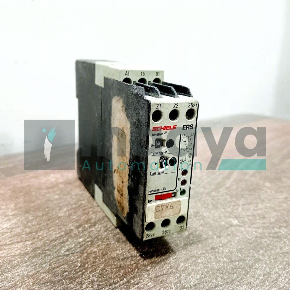 SCHIELE ERS ON-DELAY TIMER 0.05 SECOND 300 HOUR 110 - 240 VAC 24 VDC DRM W/ RELAY OUTPUT LED LIGHTS