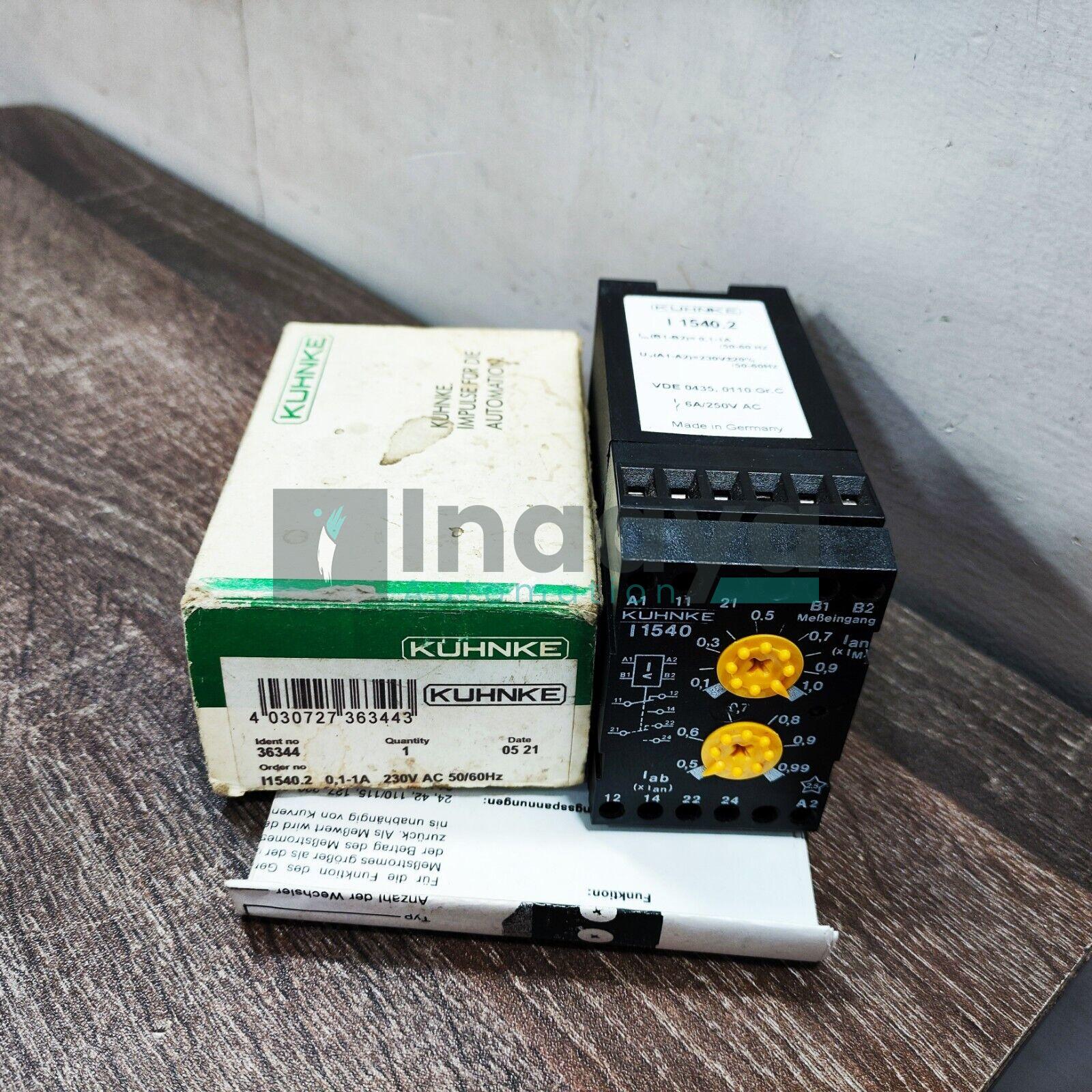 KUHNKE I 1540.2 CURRENT MONITORING RELAY 6 AMP 250 V AC DIN RAIL MOUNTING