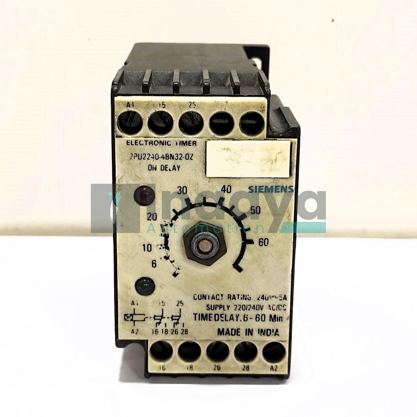 SIEMENS 7PU2240-4BN32-0Z ON DELAY ELECTRONIC TIMER 220-240VAC/DC