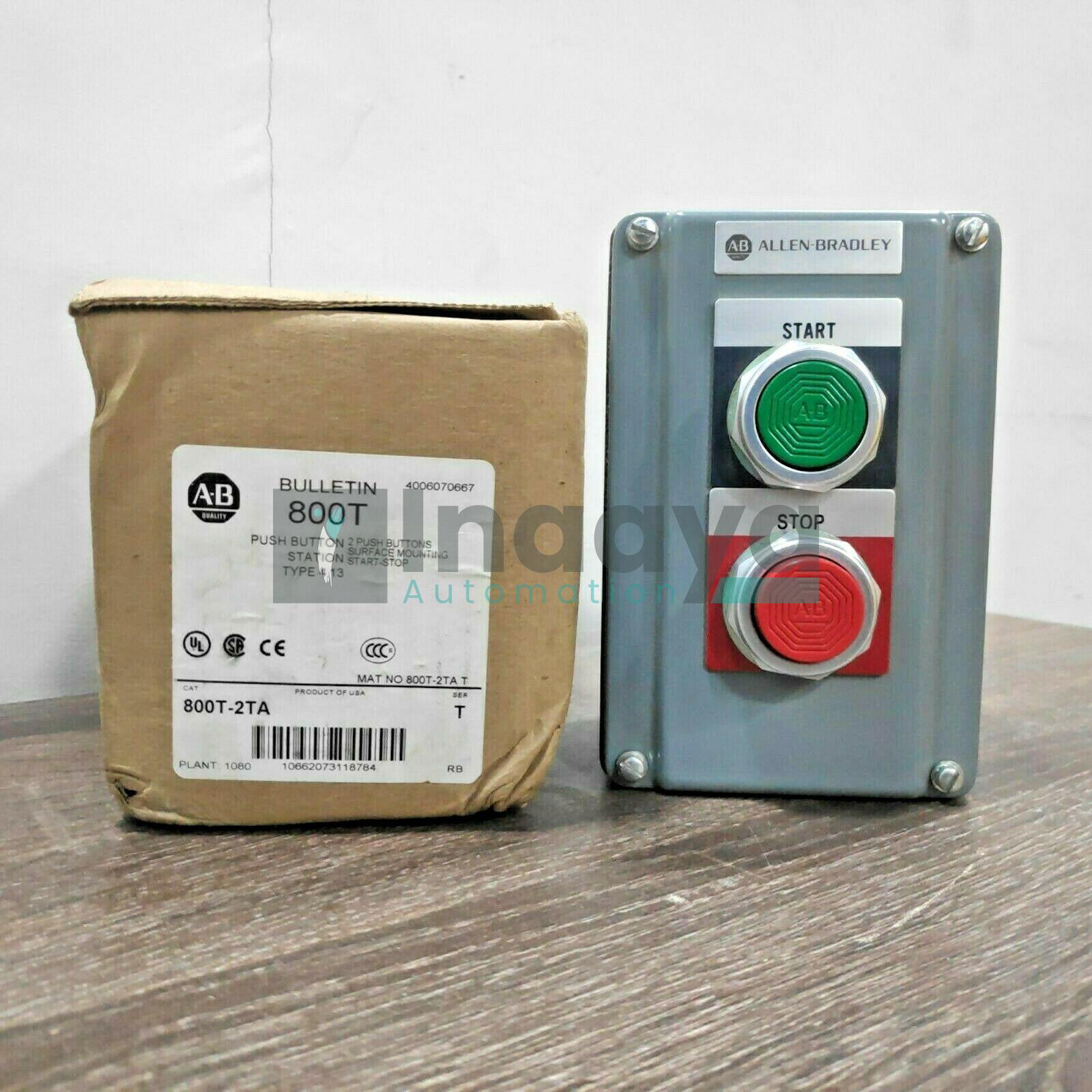 ALLEN BRADLEY 800T-2TA SER.T START-STOP PUSH BUTTON STATION