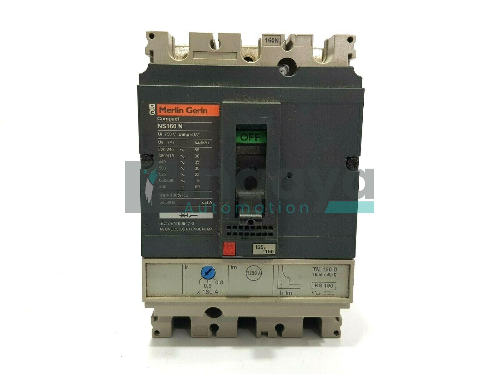 MERLIN GERIN NS160N COMPACT CIRCUIT BREAKER 750 V 8 KV 50/60Hz NS-160-N